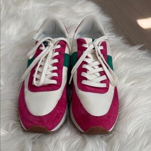 J. Crew Fuchsia and Cream Sneakers